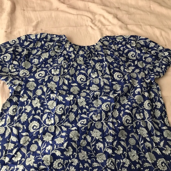 Destination 365 Printed Short-Sleeve Blouse - Blue (sz 2X) a599162 - Picture 3 of 3